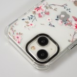 iPhone 15 Case Hülle - Straffes Gummi Silikon mit verstärkten Ecken blühende Kirschblüte - Transparent