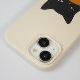 iPhone 14 Case Hülle - Gel Silikon weich - Relaxed Cat - Beige