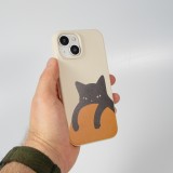 iPhone 14 Case Hülle - Gel Silikon weich - Relaxed Cat - Beige