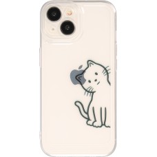 iPhone 15 Case Hülle - Silikon Cover transparent süsse kleine Katze