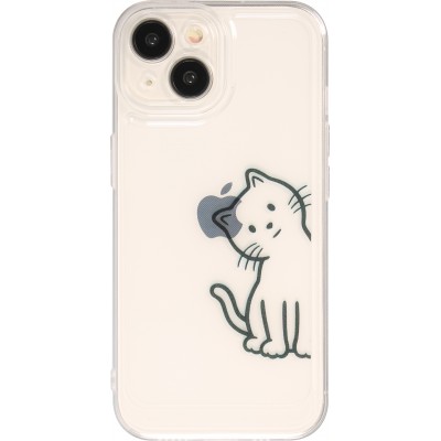 iPhone 15 Case Hülle - Silikon Cover transparent süsse kleine Katze