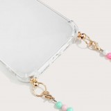 iPhone 14 Pro Case Hülle - Gummi transparent mit weisser integrierter Perlenkette