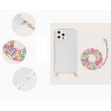 iPhone 14 Pro Case Hülle - Gummi transparent mit weisser integrierter Perlenkette