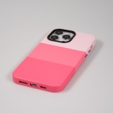 Coque iPhone 13 Pro Max - Cover tricolore stylée avec look cuir - Rose