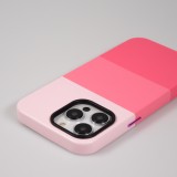Coque iPhone 13 Pro Max - Cover tricolore stylée avec look cuir - Rose