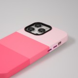 Coque iPhone 13 Pro Max - Cover tricolore stylée avec look cuir - Rose