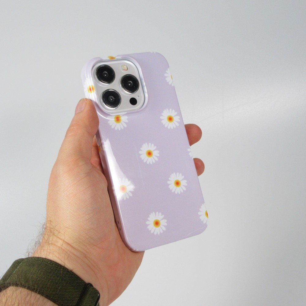 iPhone 15 Pro Max Case Hülle - Kunststoff glossy Kleine Blümchen - Hellviolett