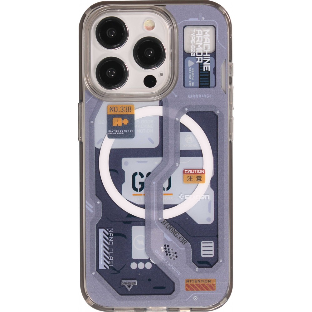 iPhone 15 Pro Case Hülle - Gummi Silikon Machine Armor Type-G20 MagSafe - Dunkelblau