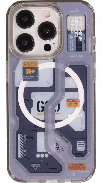 iPhone 15 Pro Max Case Hülle - Gummi Silikon Machine Armor Type-G20 MagSafe - Dunkelblau