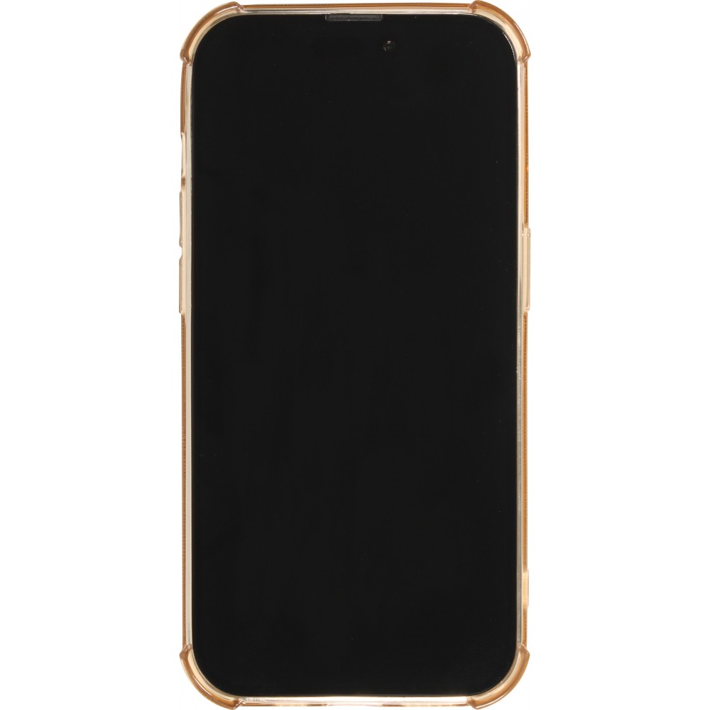 Coque iPhone 14 Pro - Gel silicone bumper super flexible avec porte-carte transparent - Or
