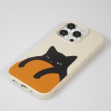 iPhone 14 Pro Case Hülle - Gel Silikon weich - Relaxed Cat - Beige