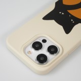 iPhone 14 Pro Case Hülle - Gel Silikon weich - Relaxed Cat - Beige