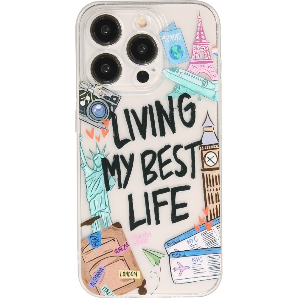 Coque iPhone 14 Pro Max - Gel silicone transparent Living my best Life