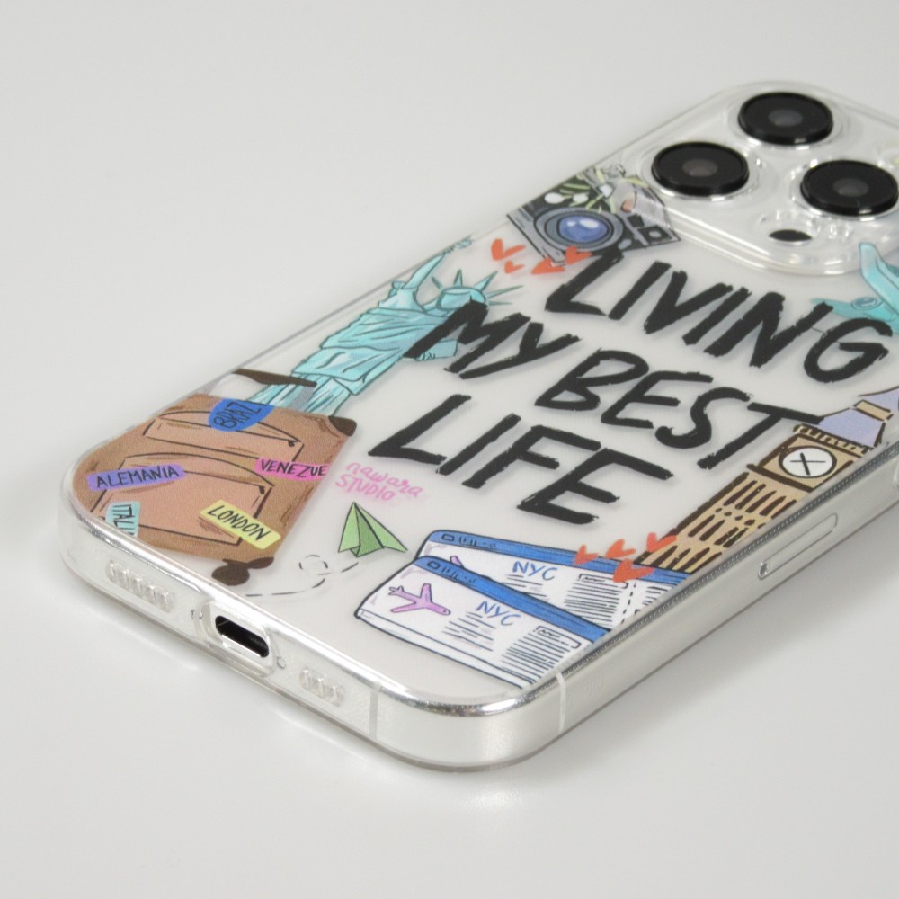 Coque iPhone 14 Pro Max - Gel silicone transparent Living my best Life