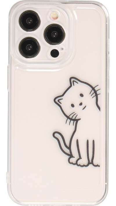iPhone 15 Pro Max Case Hülle - Silikon Cover transparent süsse kleine Katze