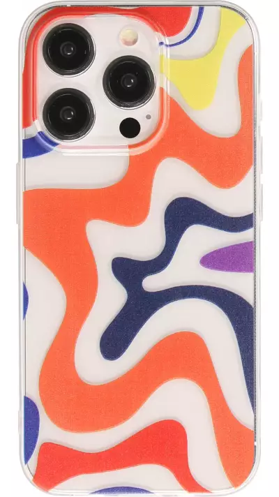 iPhone 15 Pro Max Case H&uuml;lle - Gummi Silikon farbige Wellen - Margarita