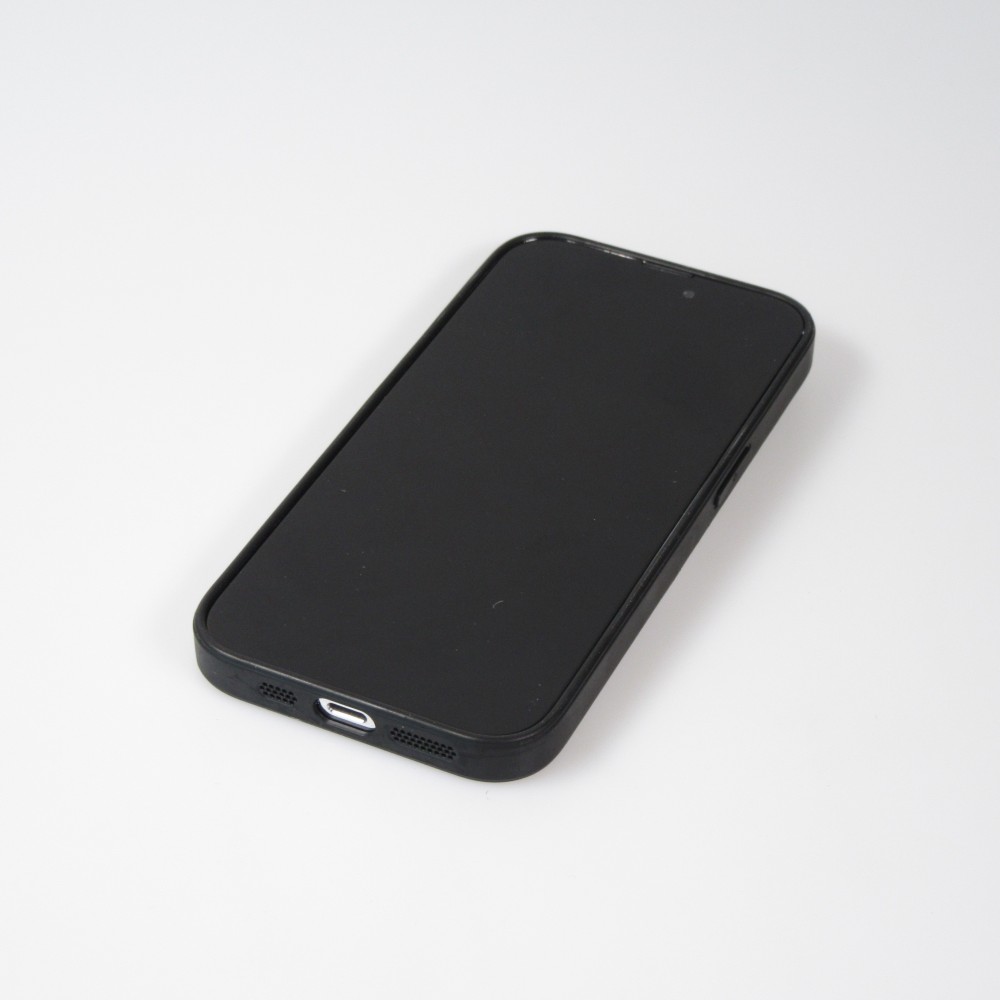 Coque iPhone 13 Pro Max - Glass marbre avec bord en silicone - Violet