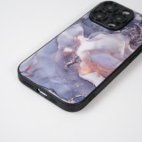 Coque iPhone 13 Pro Max - Glass marbre avec bord en silicone - Violet