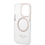 iPhone 14 Pro Case Hülle - Guess Hartschalen-Silikon mit MagSafe in Gold - Transparent