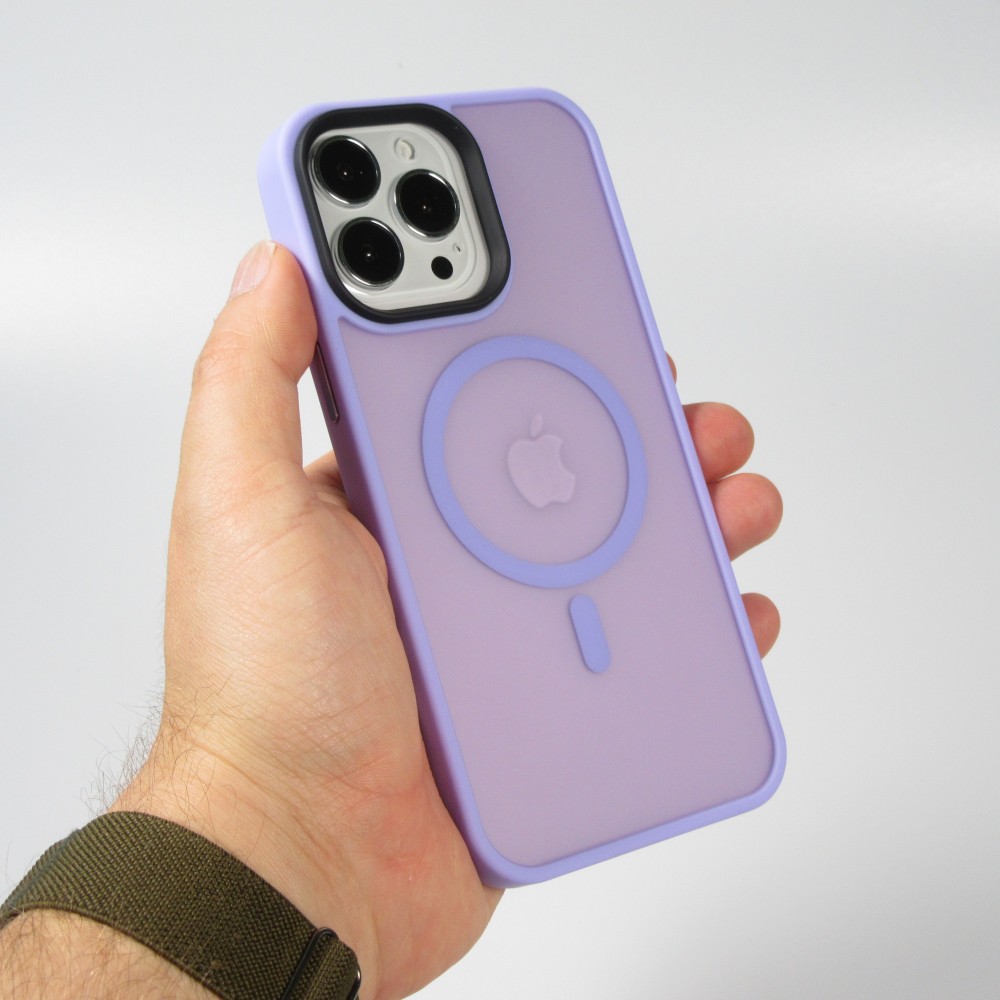 Coque iPhone 14 Pro Max - Jelly cover glass semi-transparente MagSafe - Light purple