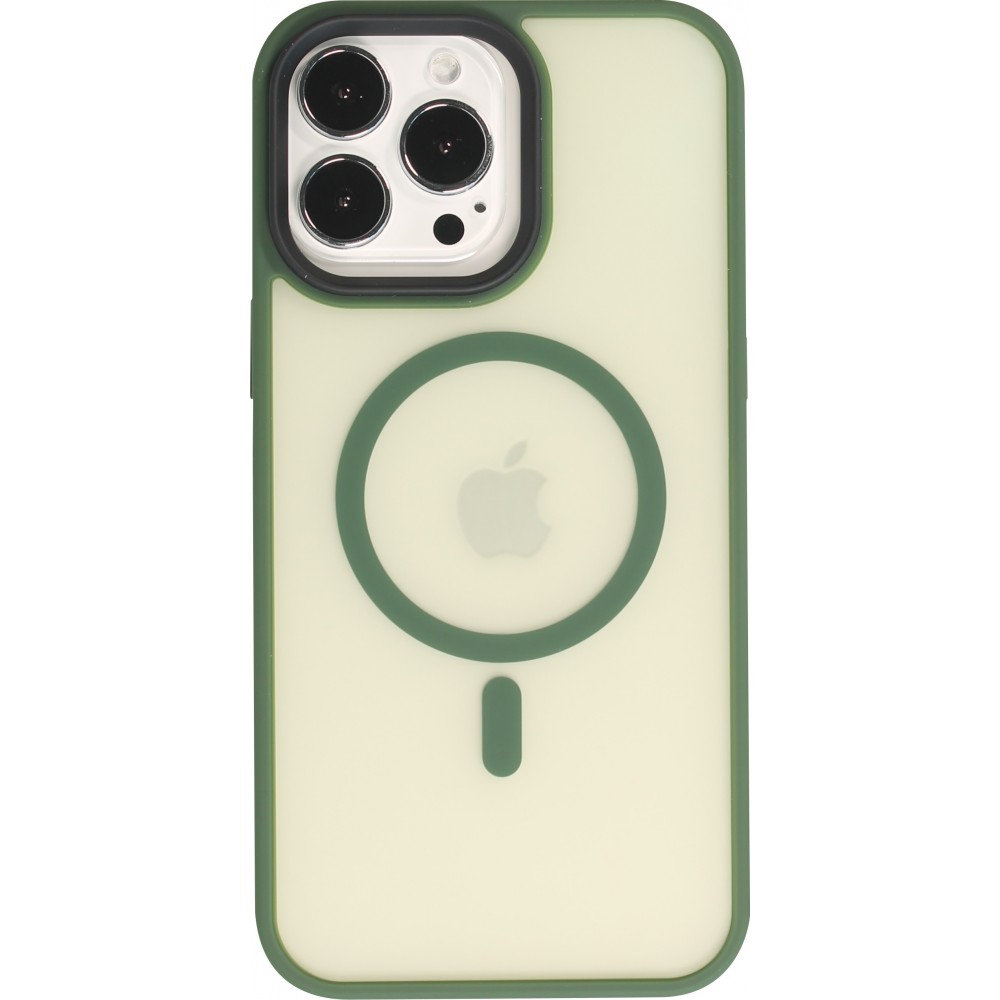 iPhone 13 Pro Max Case Hülle - Jelly cover glass semi-durchsichtig MagSafe - Midnight green