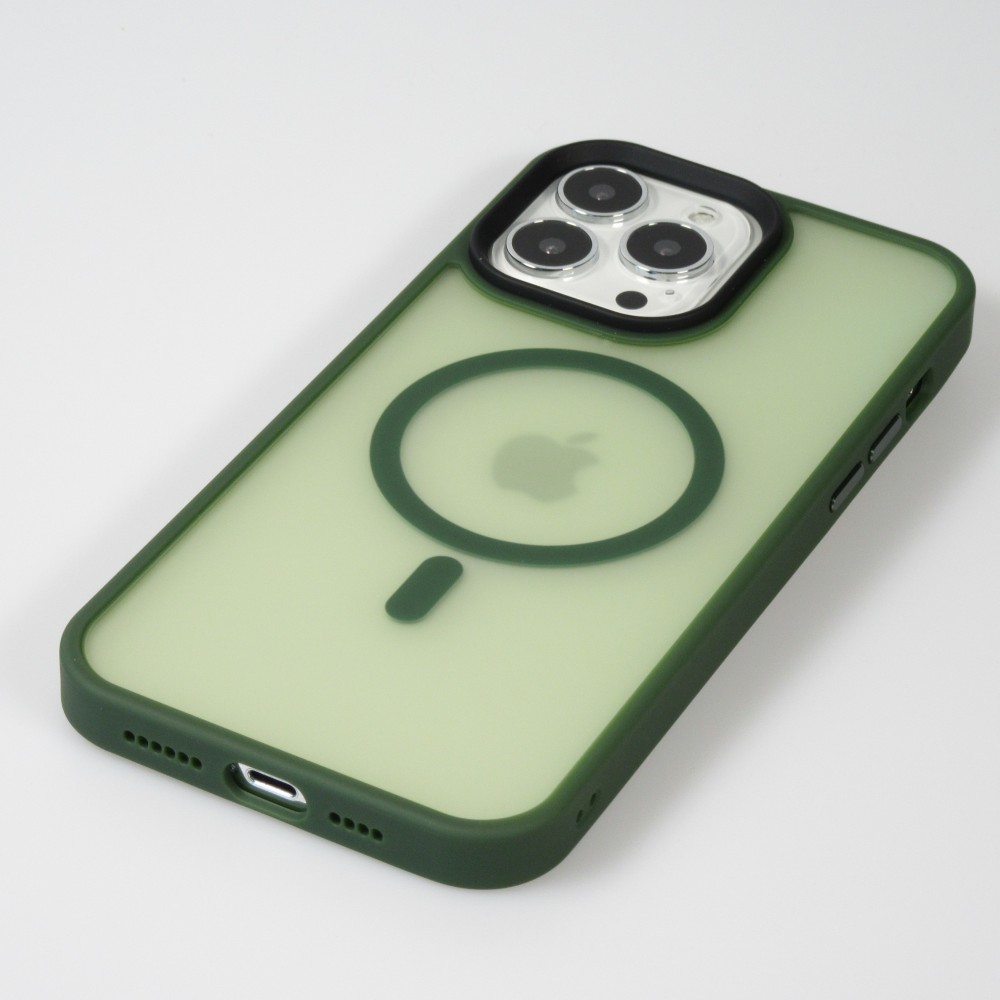 iPhone 13 Pro Max Case Hülle - Jelly cover glass semi-durchsichtig MagSafe - Midnight green