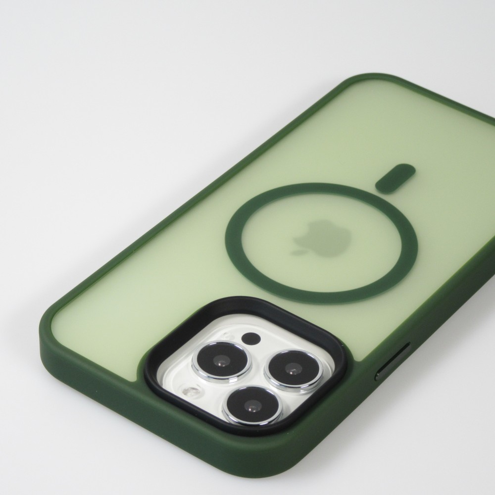 iPhone 13 Pro Max Case Hülle - Jelly cover glass semi-durchsichtig MagSafe - Midnight green