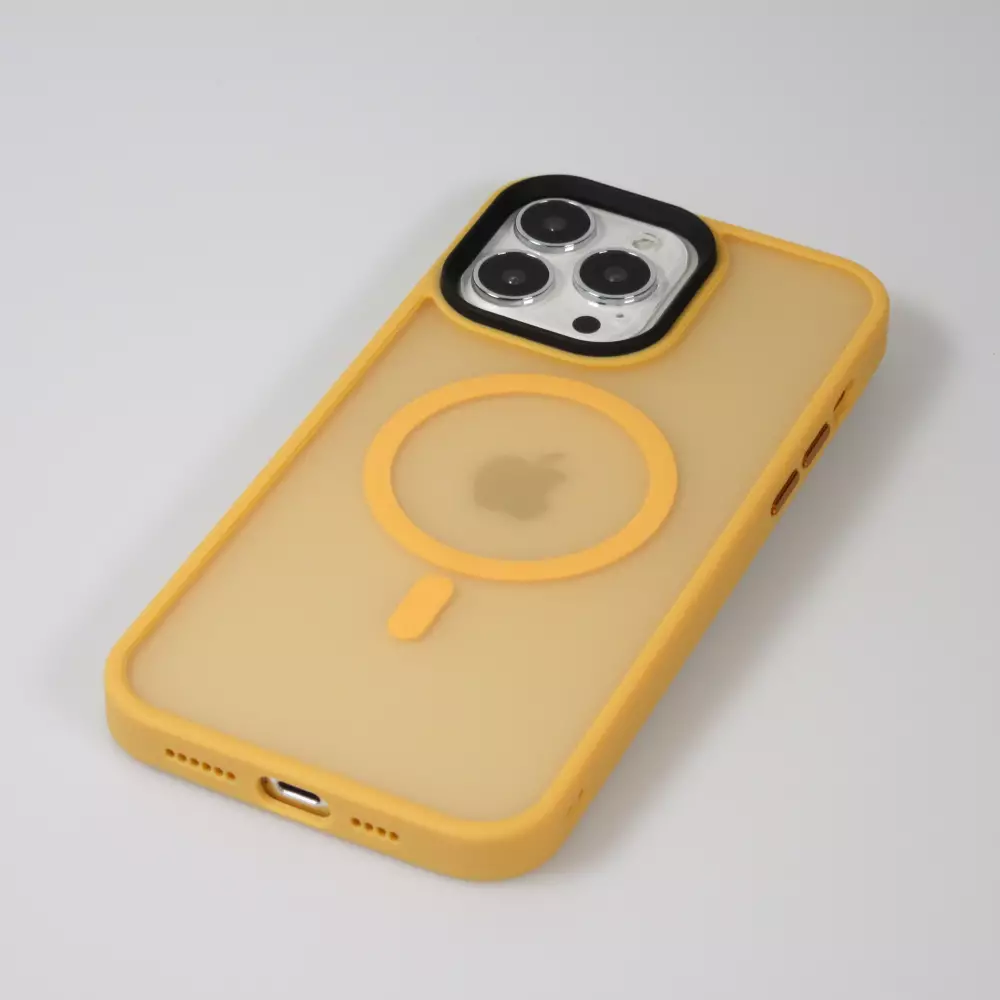 Coque iPhone 14 Pro Max - Jelly cover glass semi-transparente MagSafe - Orange