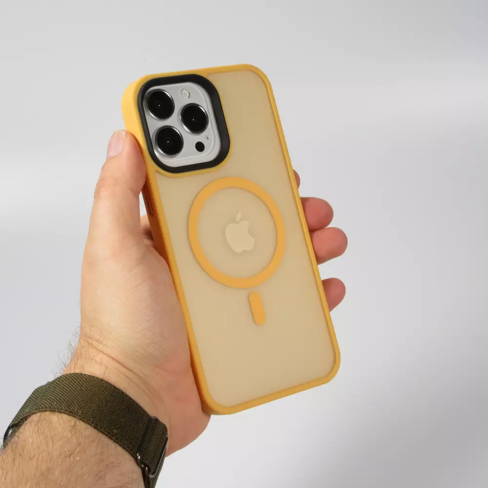 Coque iPhone 14 Pro Max - Jelly cover glass semi-transparente MagSafe - Orange