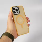 Coque iPhone 14 Pro Max - Jelly cover glass semi-transparente MagSafe - Orange