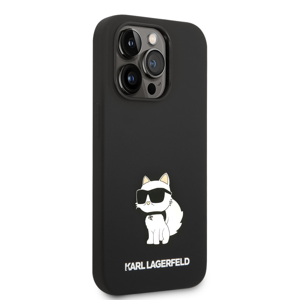 iPhone 14 Pro Case Hülle - Karl Lagerfeld Silikon Soft-Touch Choupette - Schwarz