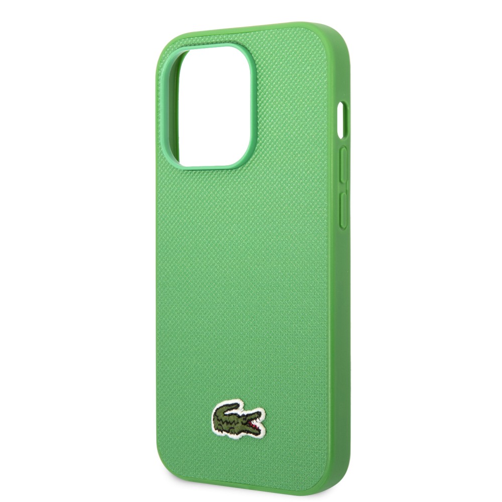 iPhone 14 Pro Max Case Hülle - Lacoste Petit Piqué Effekt mit MagSafe und gesticktem Logo-Patch - Grün