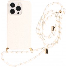 iPhone 16 Pro Max Case Hülle - Bio Eco-Friendly Vegan mit Handykette Necklace - Weiss