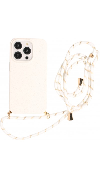 iPhone 14 Pro Max Case Hülle - Bio Eco-Friendly Vegan mit Handykette Necklace - Weiss