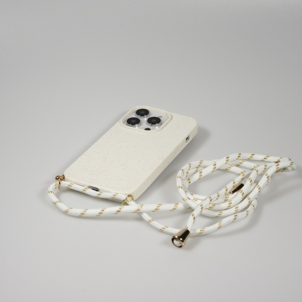 Samsung iPhone 16e Case Hülle - Bio Eco-Friendly Vegan mit Handykette Necklace - Weiss