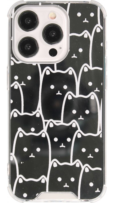 iPhone 15 Pro Max Case Hülle - Gummi Bumper Katzen Spiegel - Transparent