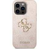 iPhone 14 Pro Max Case H&uuml;lle - Guess PU 4G mit Metall-Logo - Rosa