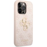 iPhone 14 Pro Max Case H&uuml;lle - Guess PU 4G mit Metall-Logo - Rosa