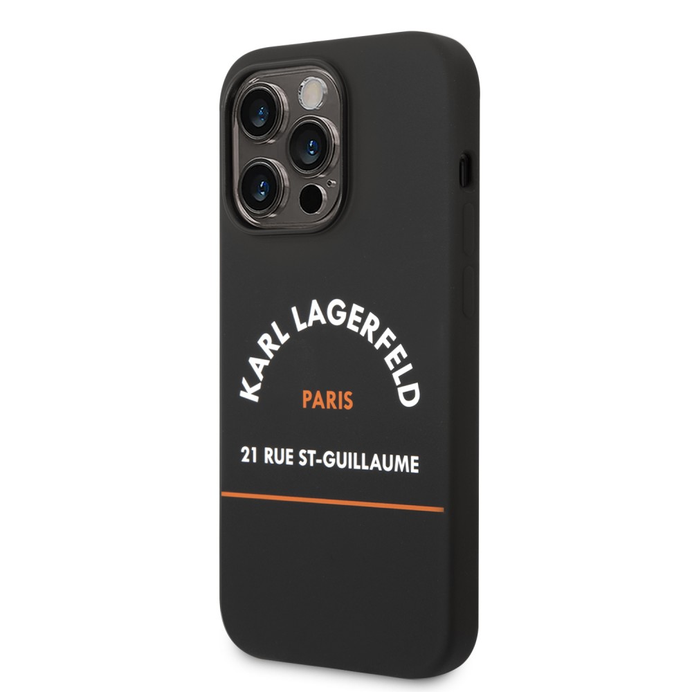iPhone 14 Plus Case Hülle - Karl Lagerfeld Rue St-Guillaume Silikon Soft-Touch - Schwarz