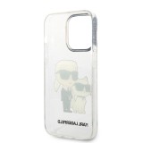 iPhone 14 Pro Cover - Karl Lagerfeld und Choupette duo starres Glitzergel - Transparent