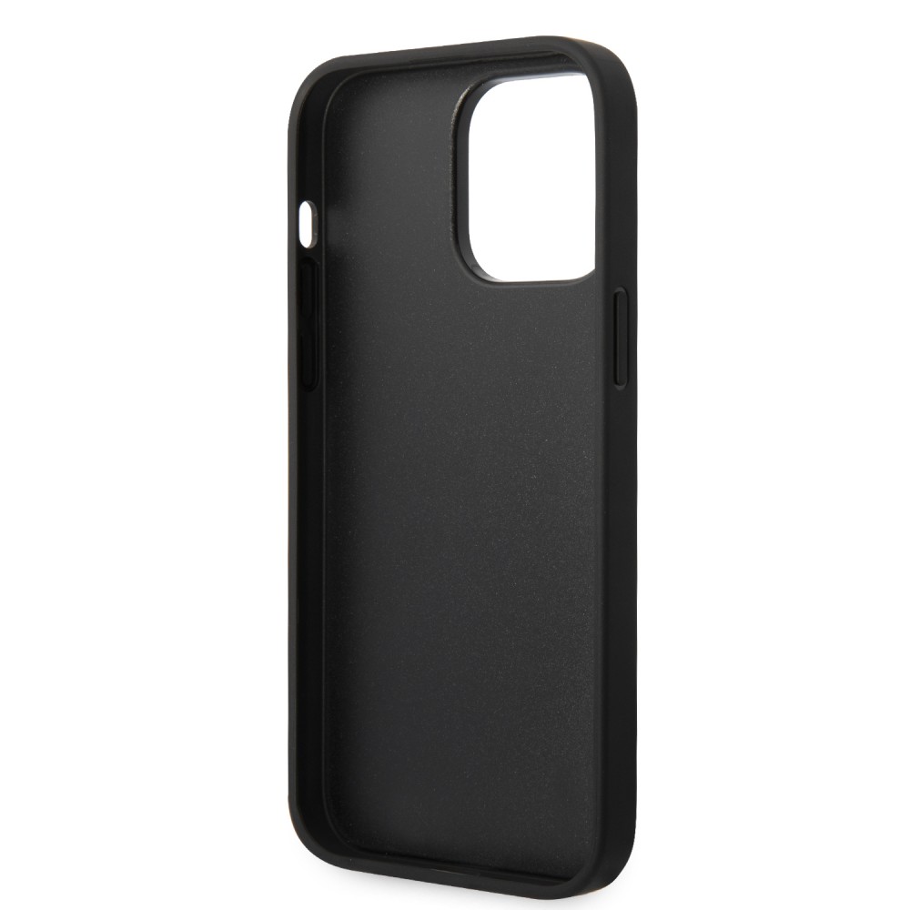 iPhone 14 Pro Max Case Hülle - Karl Lagerfeld genarbtes Kunstleder mit wiederholtem Logoaufdruck - Schwarz