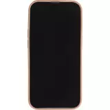 Coque iPhone 16 Pro - Silicone mat dessin cœur doré - Brun