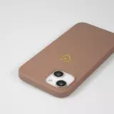 Coque iPhone 16 Pro - Silicone mat dessin cœur doré - Brun