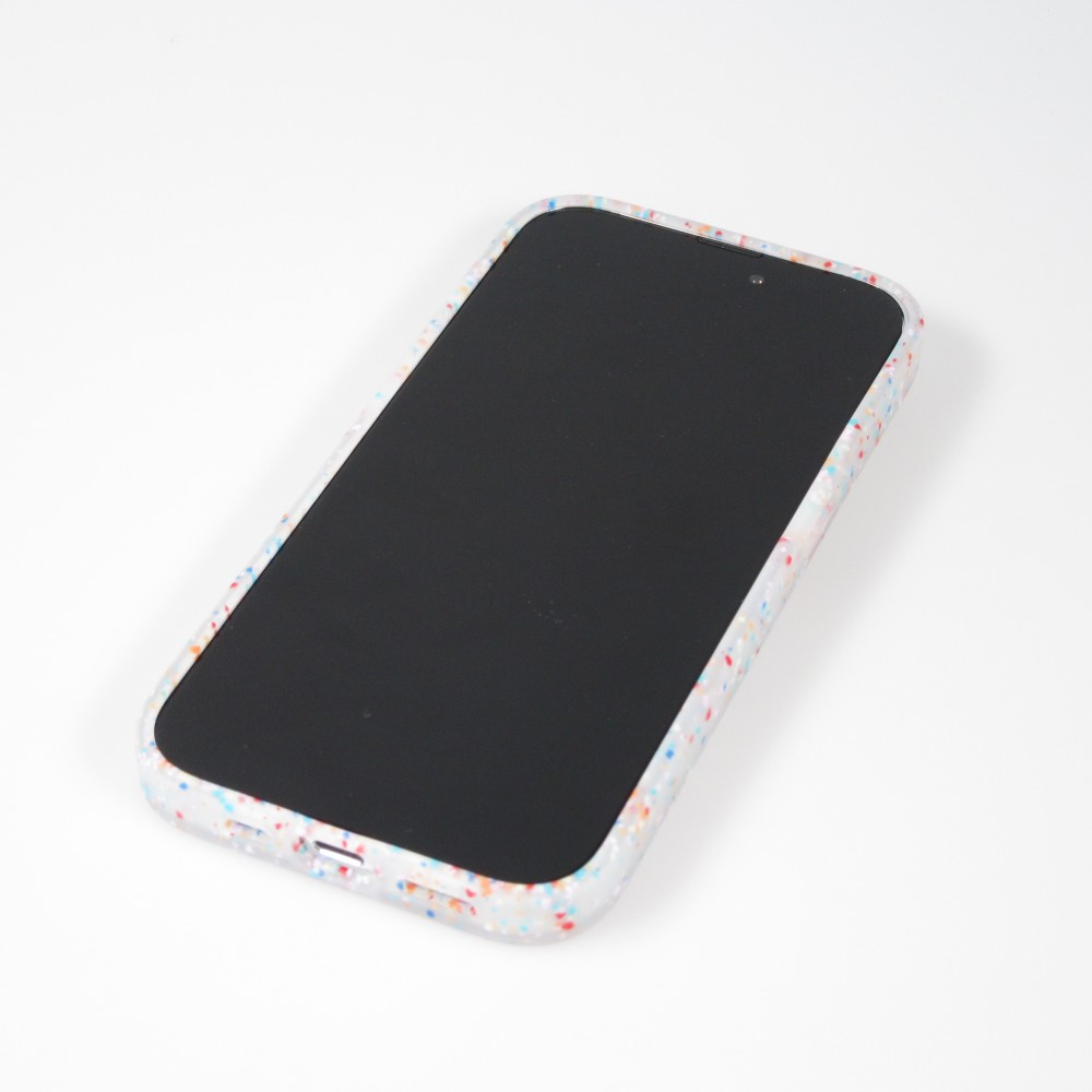 iPhone 14 Pro Max Case Hülle - Silikon neu zusammengesetzt mit mehrfarbigen Punkten Sensation Dots - Transparent