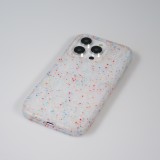 iPhone 14 Pro Max Case Hülle - Silikon neu zusammengesetzt mit mehrfarbigen Punkten Sensation Dots - Transparent
