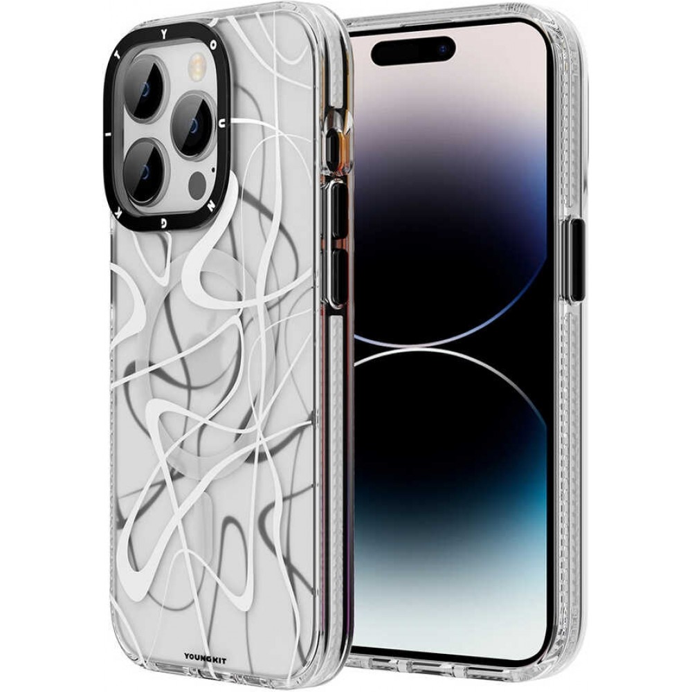 iPhone 14 Pro Max Case Hülle - Youngkit Ink Series semi-transparent MagSafe - Weiss