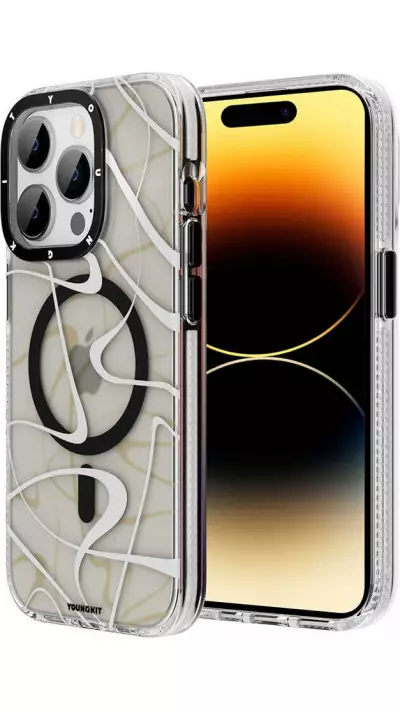 iPhone 14 Pro Max Case Hülle - Youngkit Ink Series semi-transparent MagSafe - Schwarz