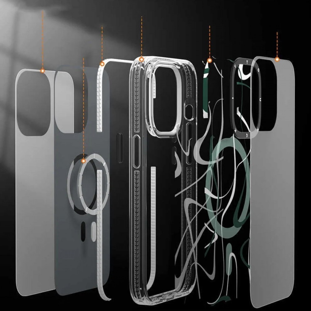 iPhone 14 Pro Max Case Hülle - Youngkit Ink Series semi-transparent MagSafe - Schwarz