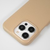 iPhone 14 Pro Case H&uuml;lle - Premium Luxus Echtleder mit verstell- und abnehmbarem Lederriemen + MagSafe - Beige
