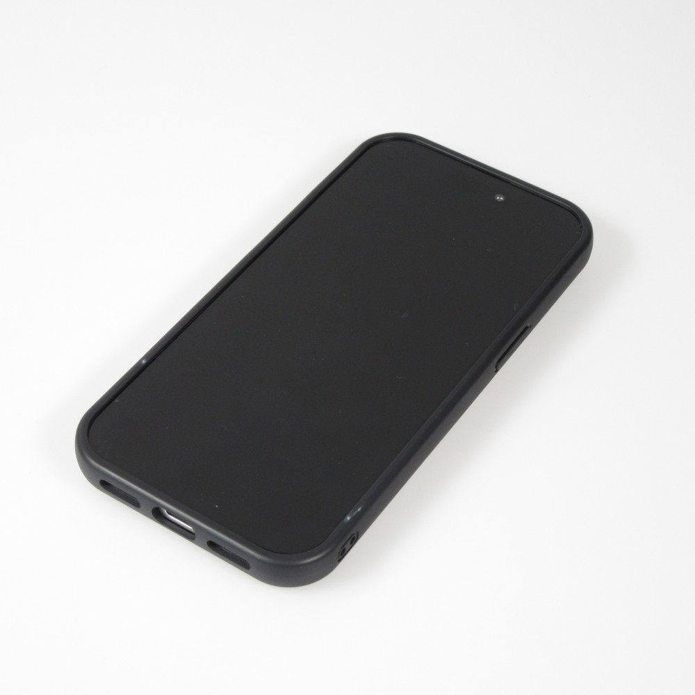Coque iPhone 14 Pro Max - Silicone avec surface tufting effet peau de vache - Noir